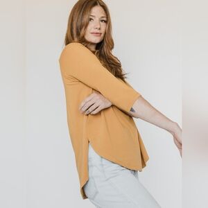 Women's Mustard 3/4 Sleeve Top
